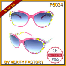 F6034 Cadres larges en plastique Ladies Style Occhiali Da Sole fabriqués à Zhejiang